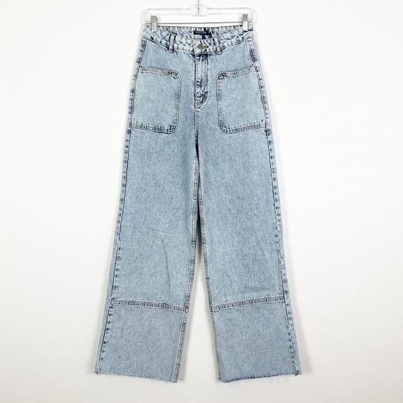 Nasty Gal Denim - Nasty Gal High Waisted Light Wash Wide Leg Jeans Size 6